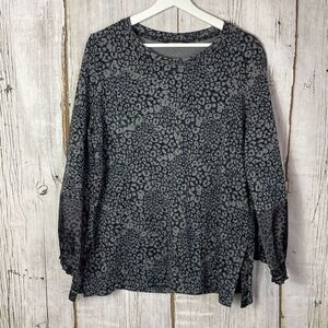 Kobi Halperin Natalia Leopard Printed Top Black Gray Size Large  D